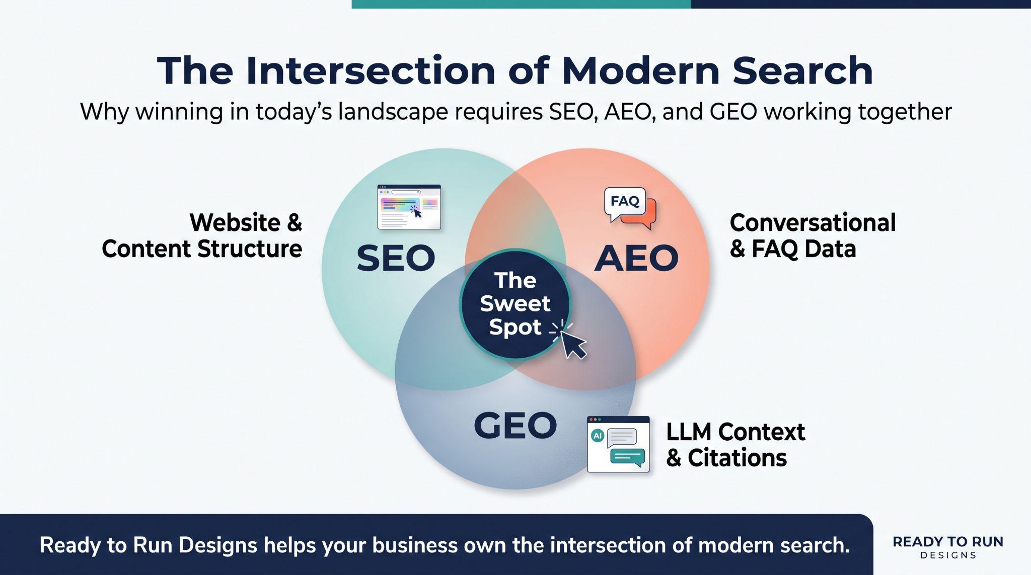 The intersection of modern search: SEO, AEO and GEO working together