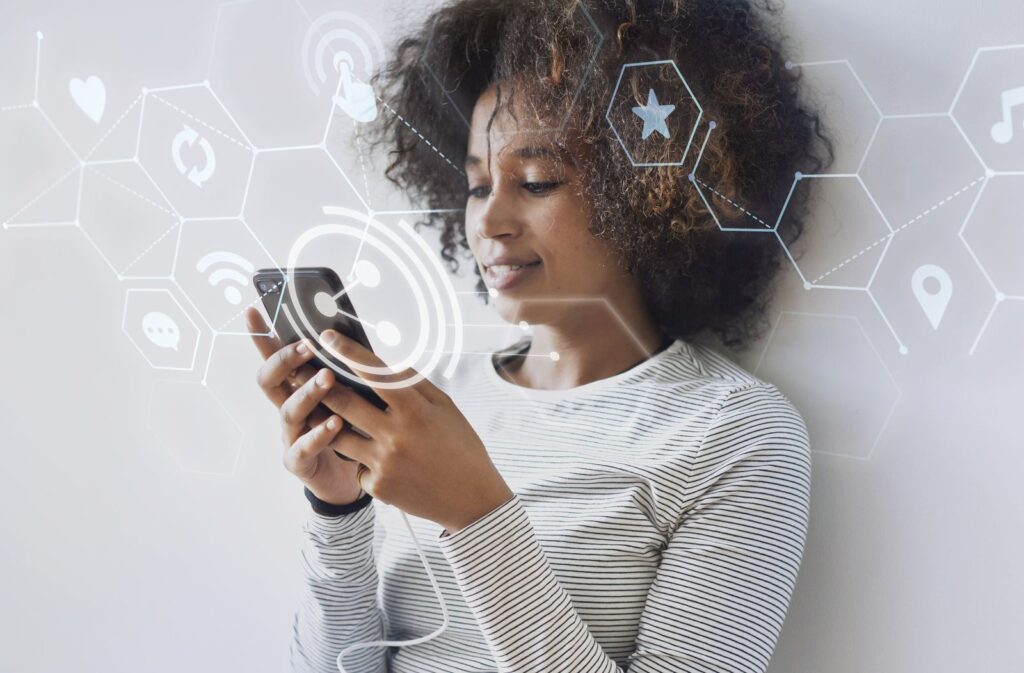 Person engaging with a brand on social media
